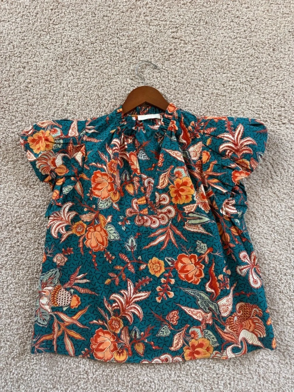 Ulla Johnson Women’s Evelyn Top Delphinium Print Size 2